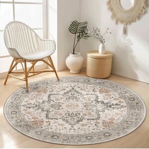GENIMO 6FT Round Area Rug for Living Room, Circle Rugs Machine Washable Low Pile